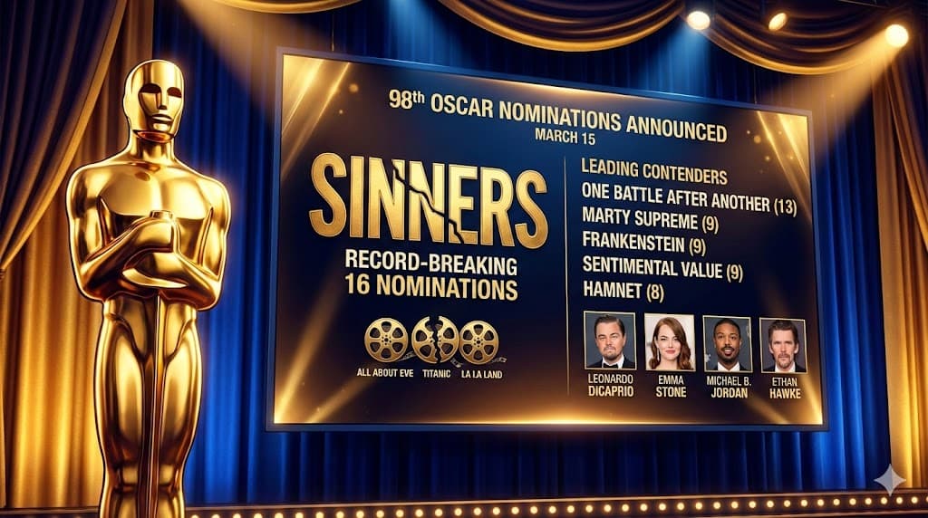 98वें ऑस्कर नॉमिनेशन्स: 'Sinners' ने रचा इतिहास, 16 नॉमिनेशन्स के साथ तोड़ा 'Titanic' और 'La La Land' का सबसे बड़ा रिकॉर्ड