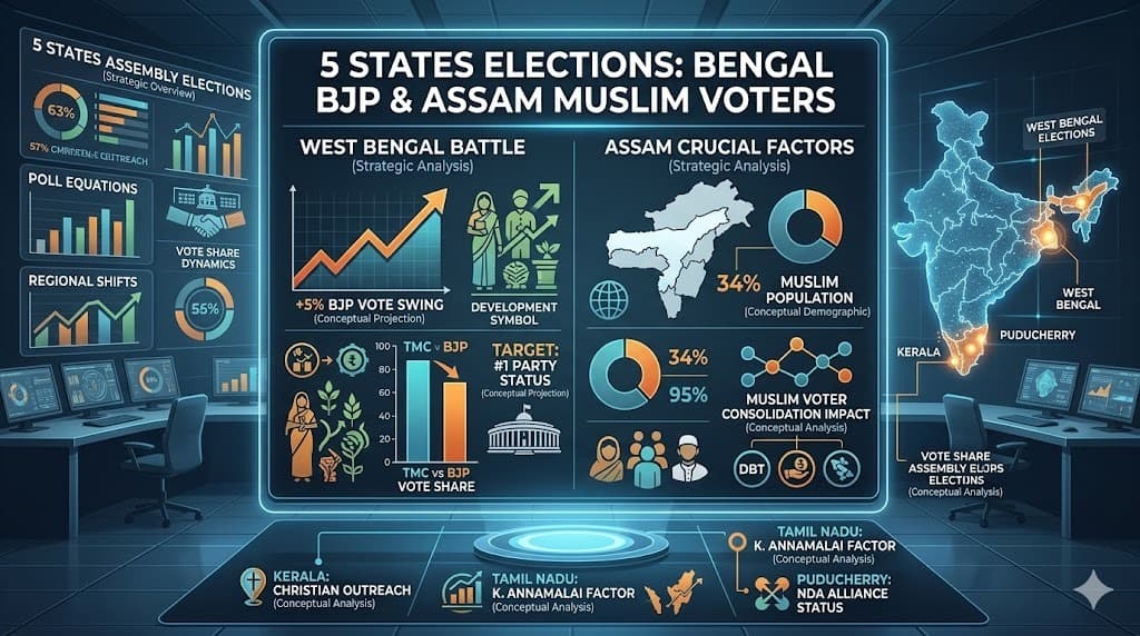 Bengal BJP vote share, Assam Muslim voters, 5 states assembly elections, K Annamalai Tamil Nadu, Kerala Christian voters